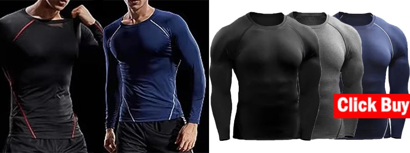 Men’s Quick-Dry Running T-Shirt – Long Sleeve Compression Gym Top