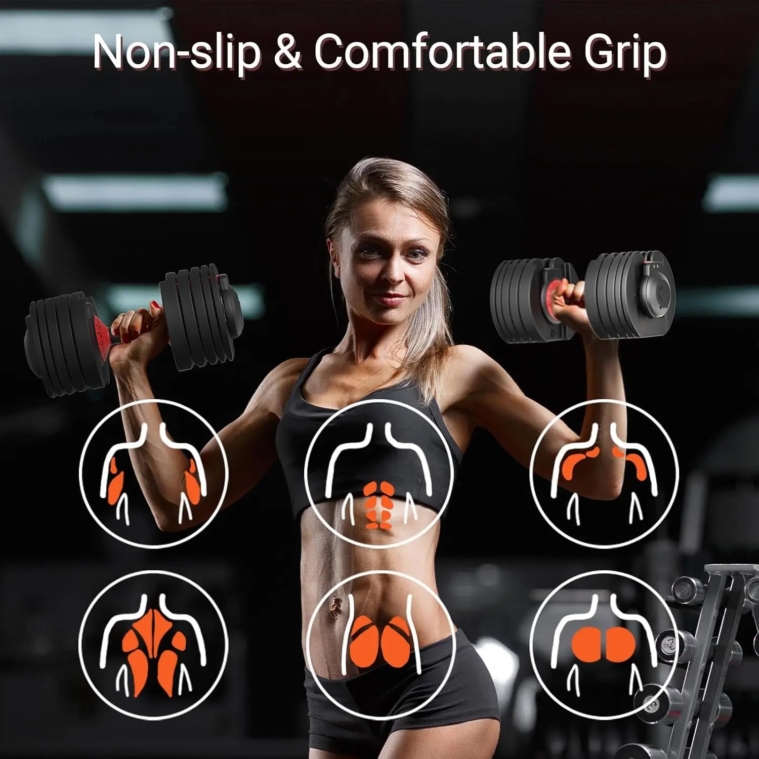 Adjustable Dumbbells 25/52.5 lbs – Full-Body Fitness Workout Set