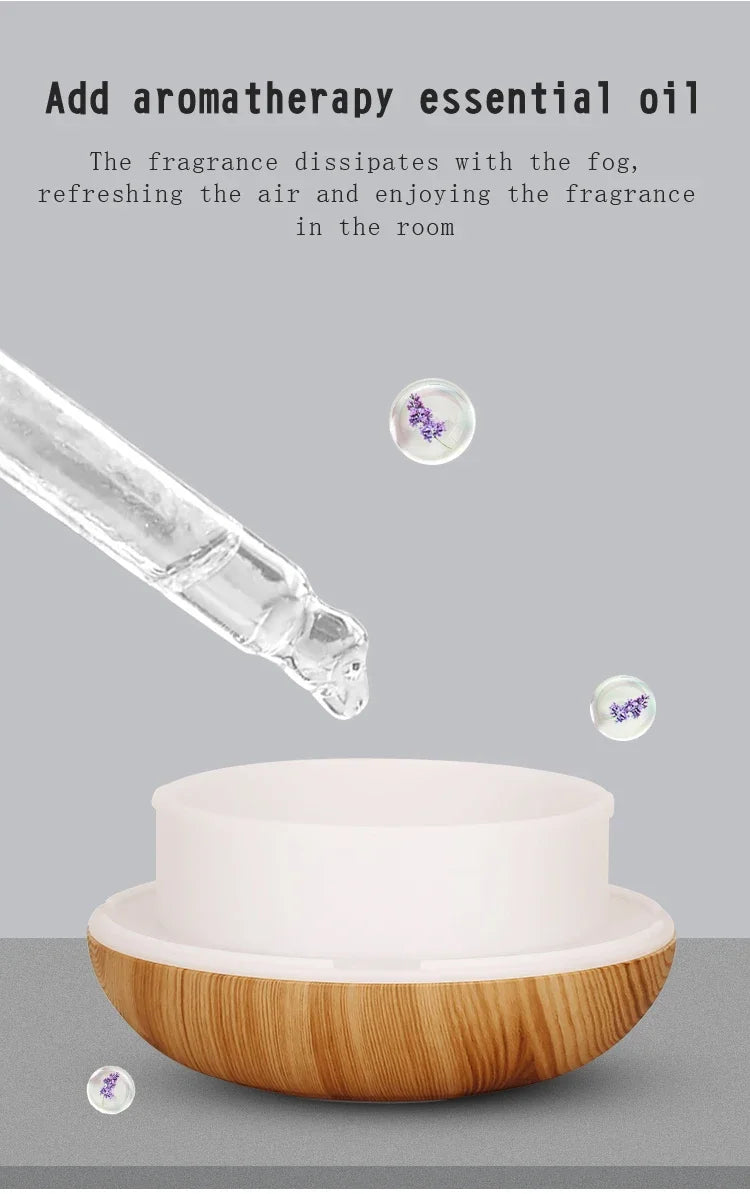 350ml USB Wood Aroma Diffuser – Ultrasonic Humidifier with LED Light