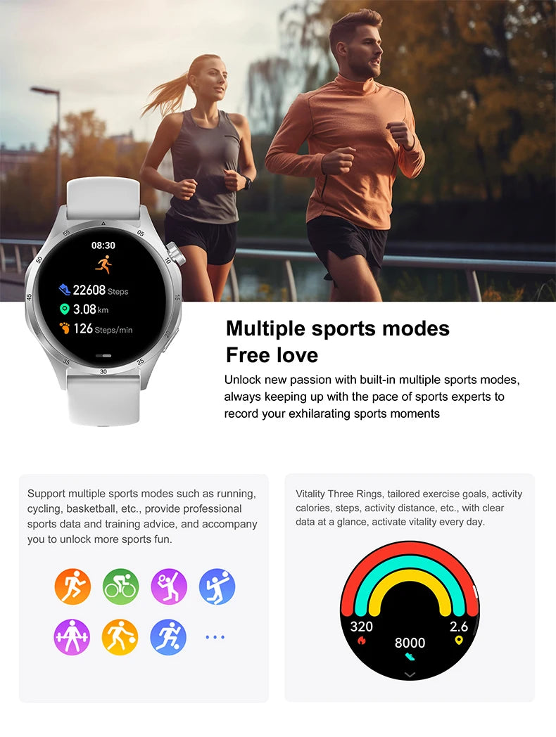 Men’s Smartwatch – 360×360 AMOLED GPS NFC & Bluetooth Call