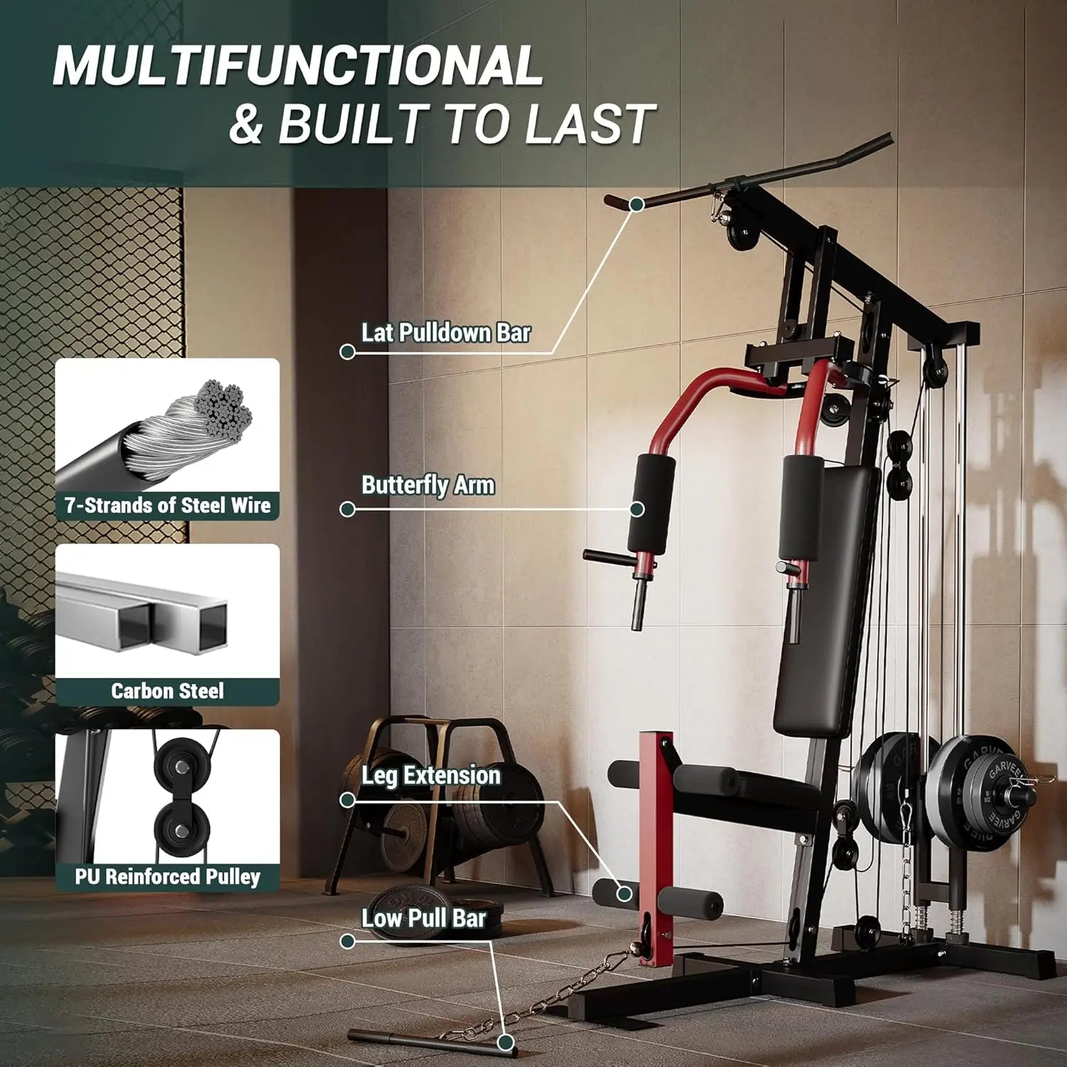 Home Gym Machine – Full-Body Workout with Pulley & Leg Press