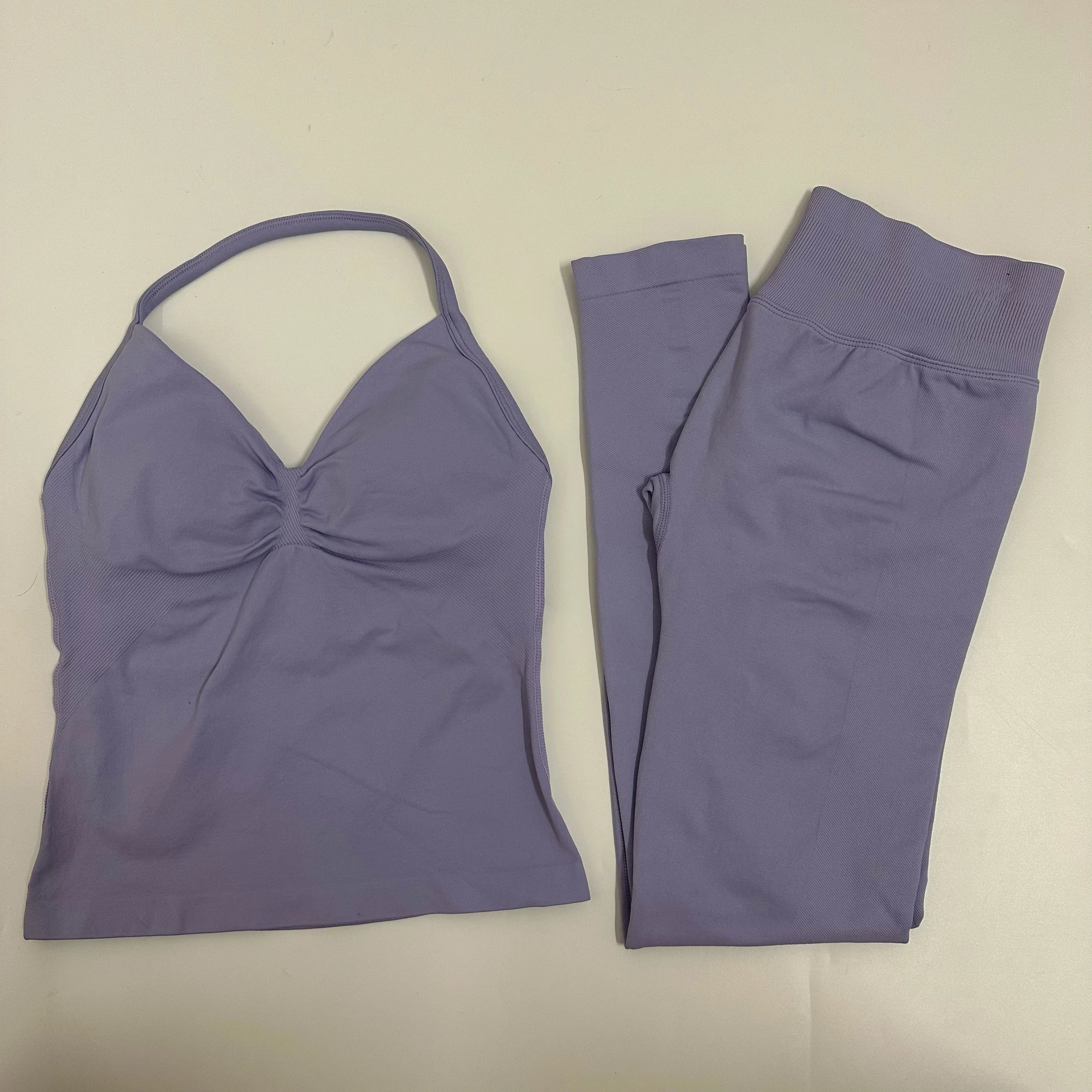 Women’s 2-Piece Yoga Set – High-Waist Leggings & Backless Tank Top