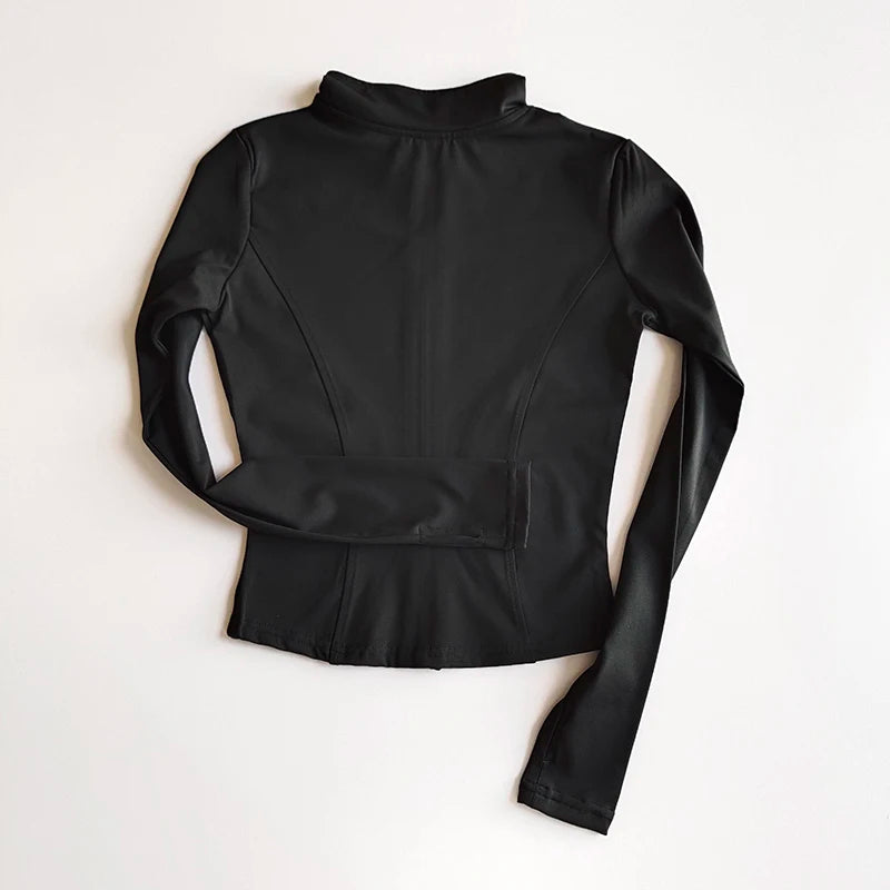 Women’s Slim Long-Sleeve Yoga Jacket – Quick-Dry Fitness Top with Zipper