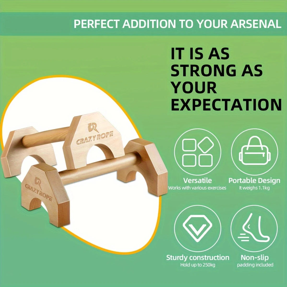 Wooden Push-Up Bar Stands – Fitness & Bodybuilding Training Rack