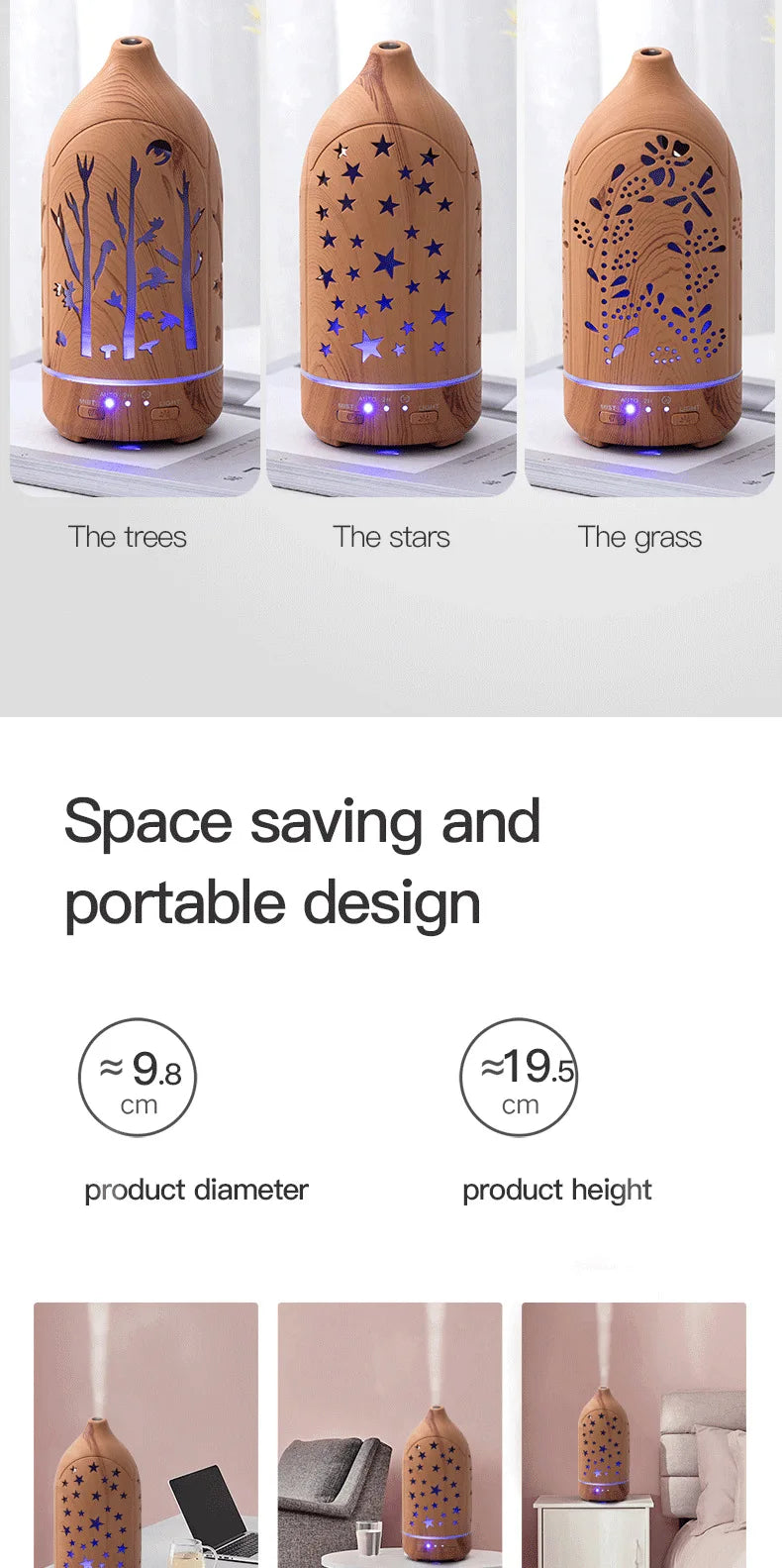 100ml Ultrasonic Essential Oil Diffuser – LED Lights & Adjustable Mist