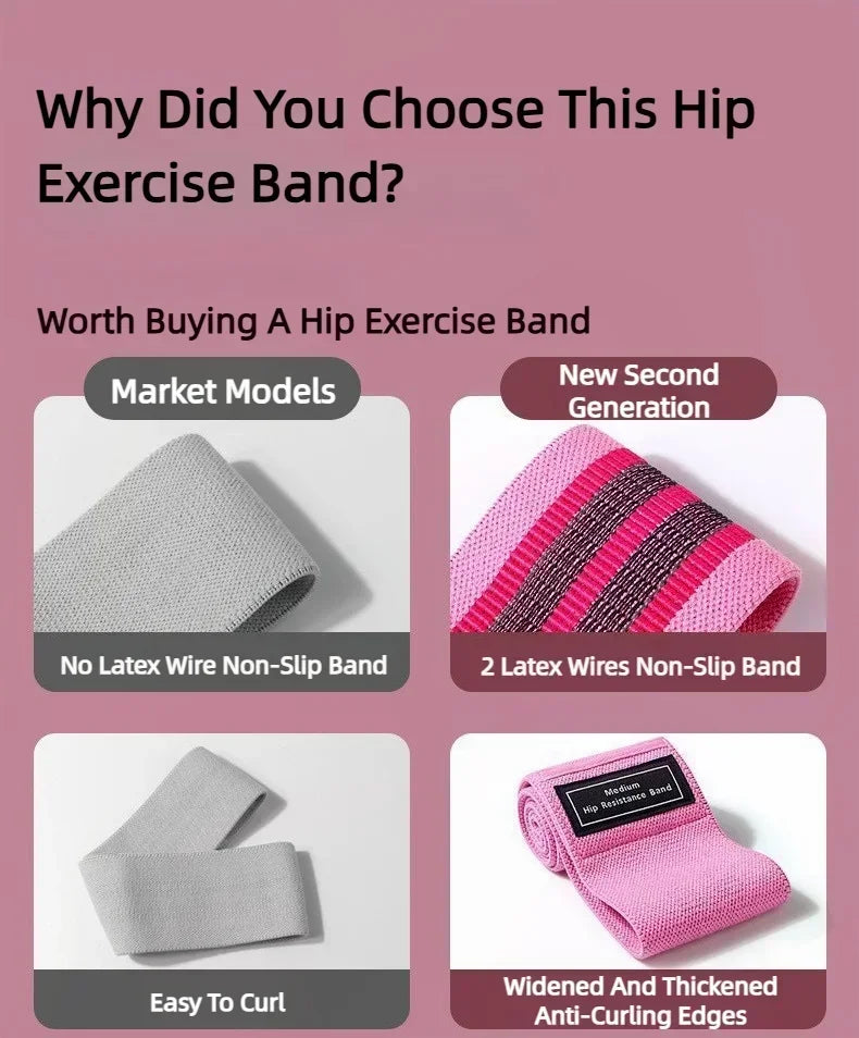 Fabric Resistance Hip & Booty Bands – 3-Piece Glute & Thigh Workout Set