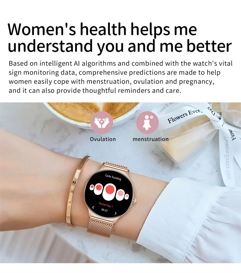 Ultra-Slim AMOLED Smartwatch – Heart Rate & BT Calling for Women