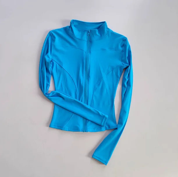 Women’s Slim Long-Sleeve Yoga Jacket – Quick-Dry Fitness Top with Zipper