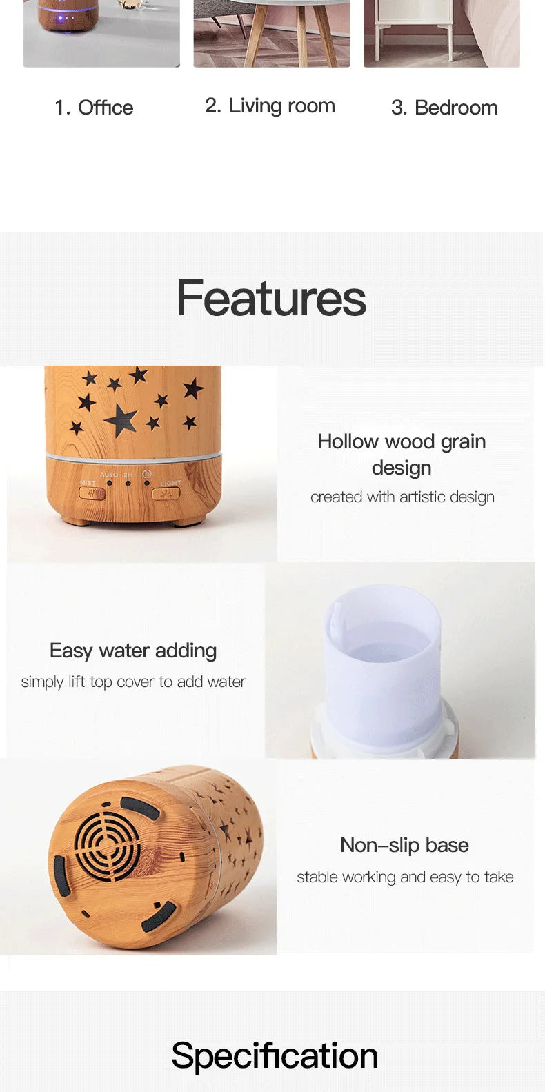 100ml Ultrasonic Essential Oil Diffuser – LED Lights & Adjustable Mist
