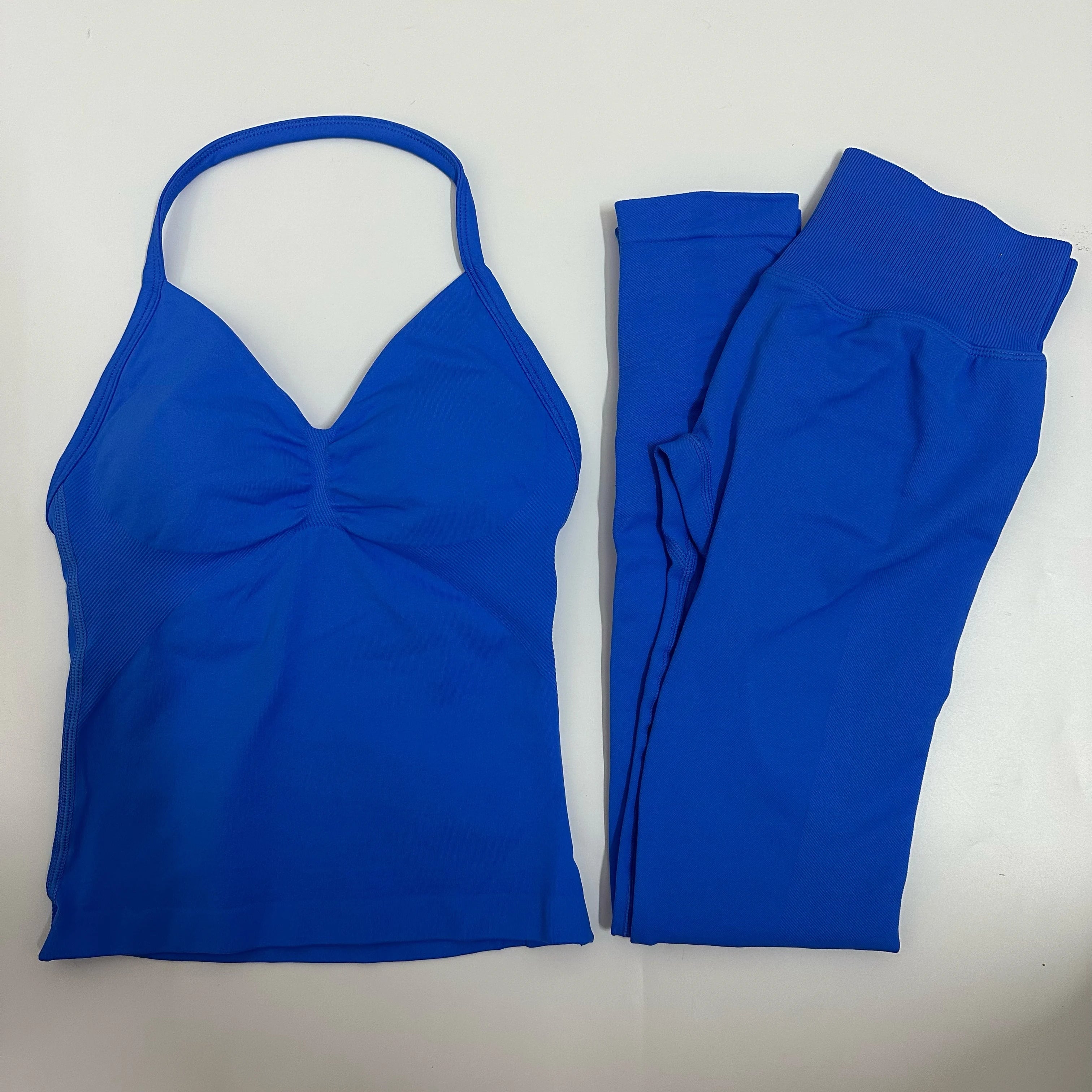 Women’s 2-Piece Yoga Set – High-Waist Leggings & Backless Tank Top