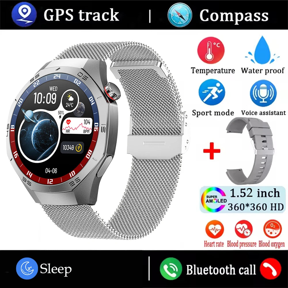 AMOLED GPS Smartwatch – Heart Rate, Motion Tracking & Bluetooth Calls