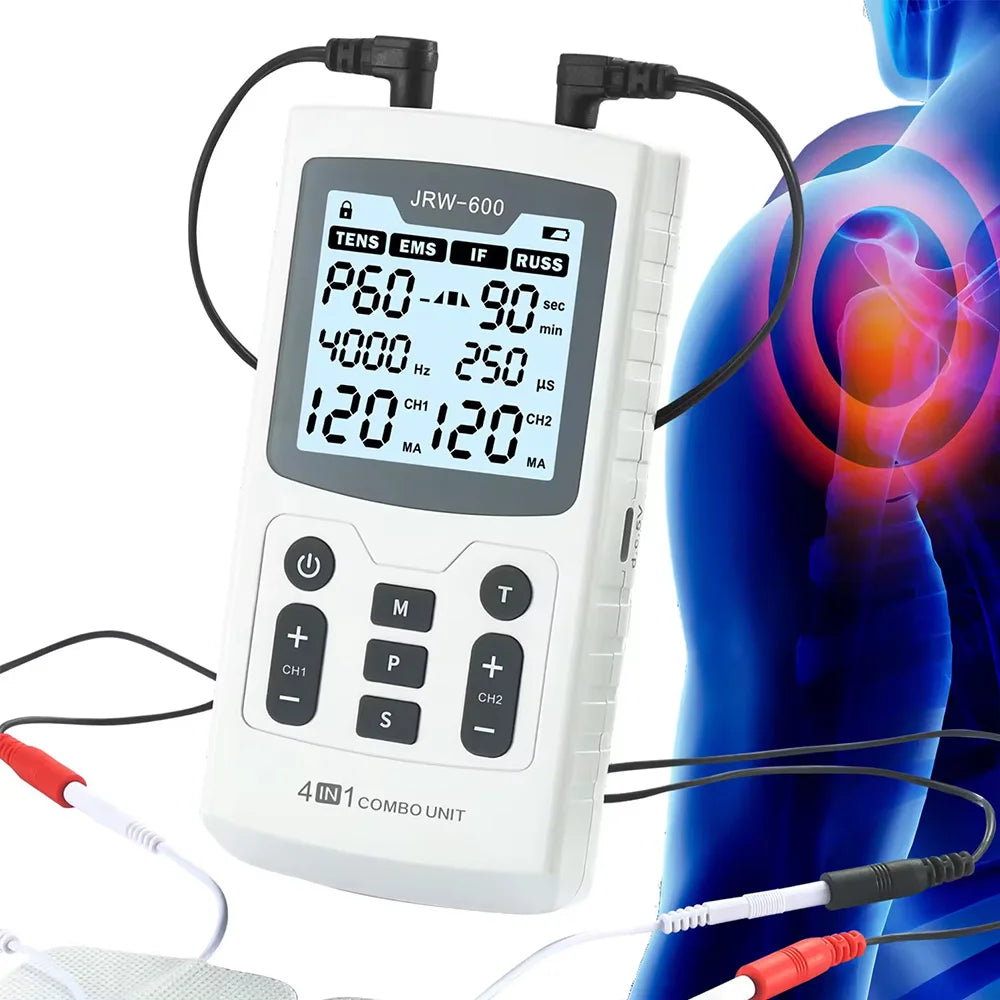 4-in-1 EMS TENS IFT RUSS Electric Muscle Stimulator Device