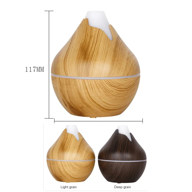 350ml USB Wood Aroma Diffuser – Ultrasonic Humidifier with LED Light