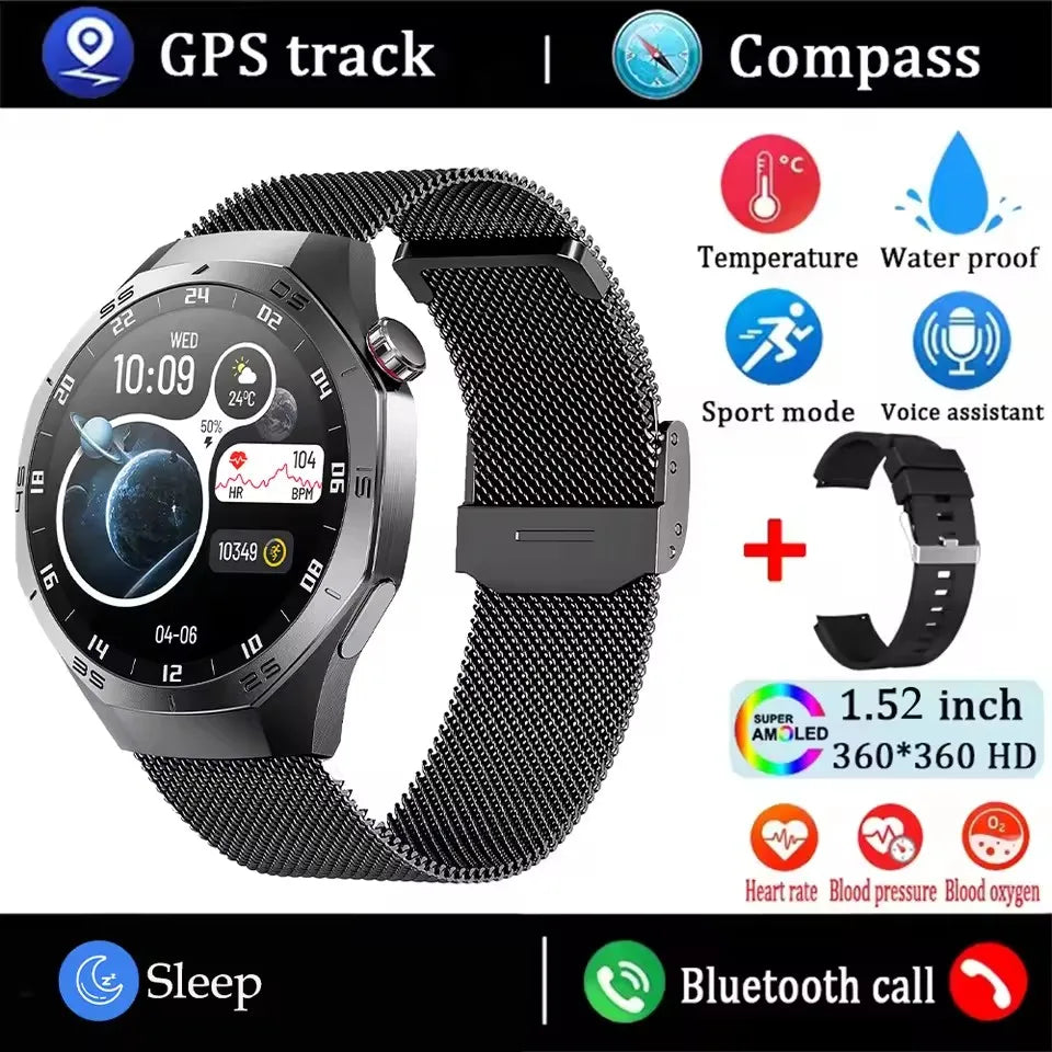 GT5 Pro Smartwatch – Men’s AMOLED GPS Heart Rate & Bluetooth Call
