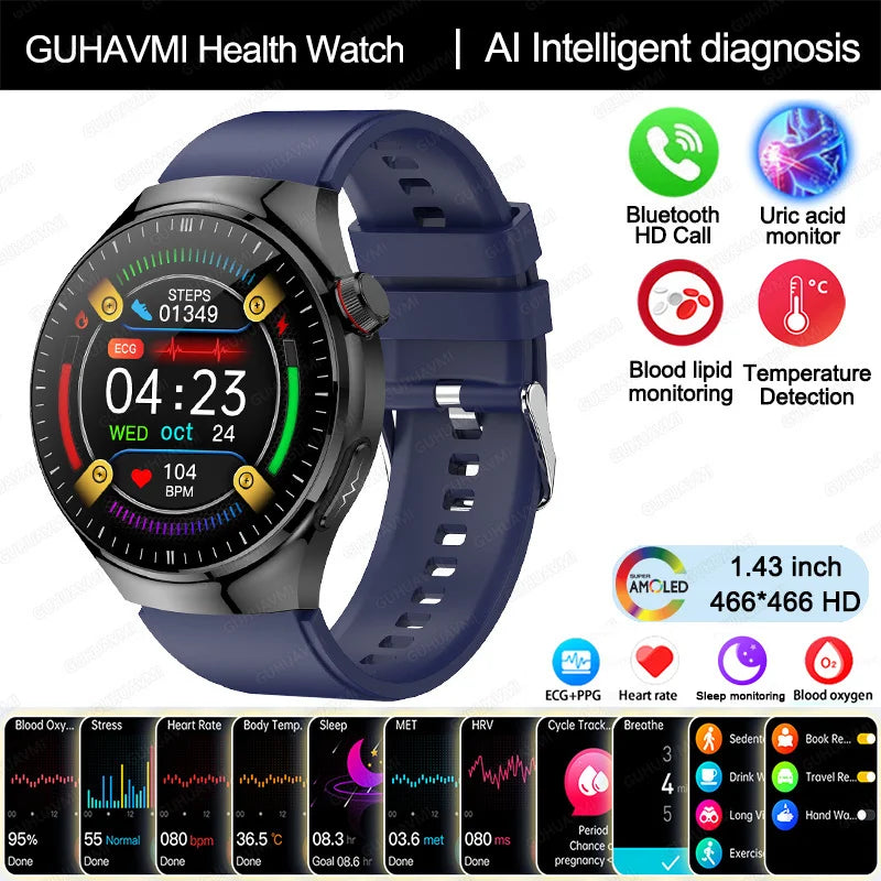 Nursing-Grade Health Smartwatch – Blood Oxygen, ECG, & Body Metrics