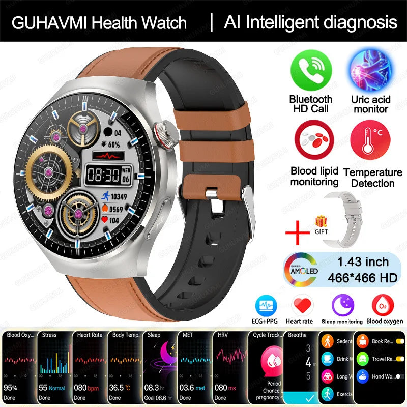 Nursing-Grade Health Smartwatch – Blood Oxygen, ECG, & Body Metrics