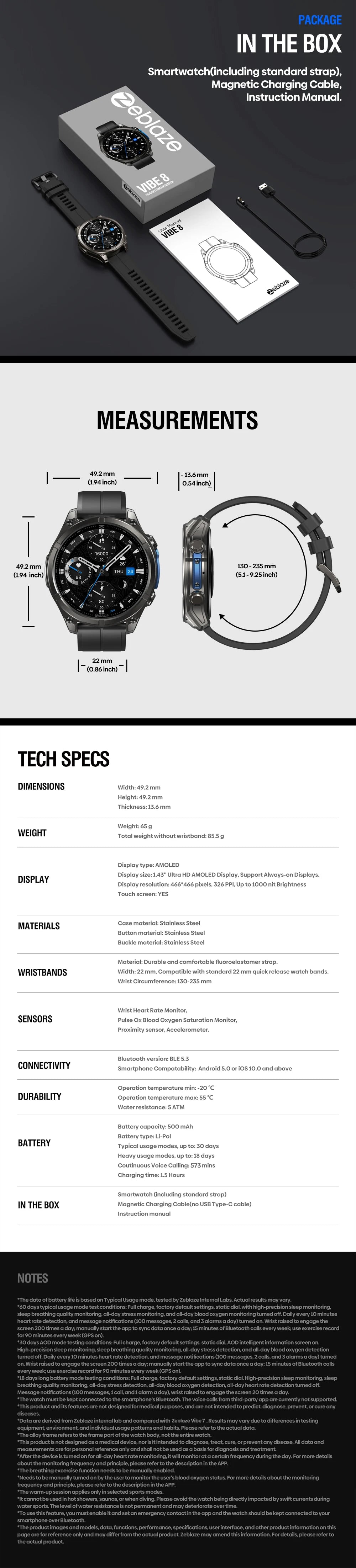 Zeblaze VIBE 8 Smartwatch – 1.43" AMOLED Voice Call & Multi-Sport Tracker