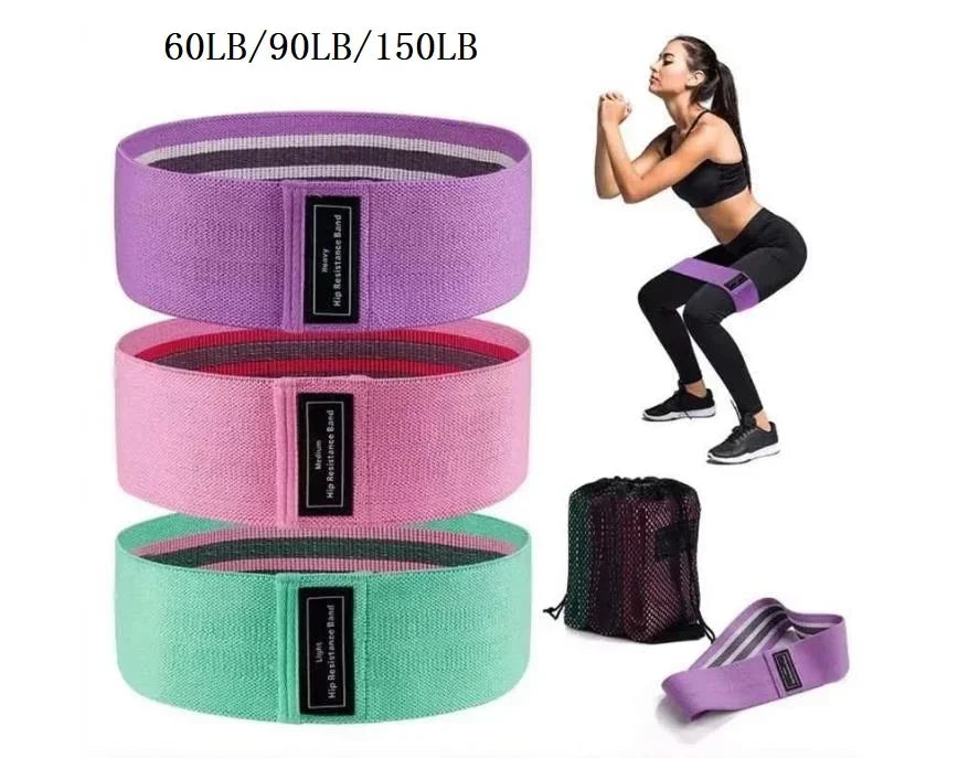 Fabric Resistance Hip & Booty Bands – 3-Piece Glute & Thigh Workout Set
