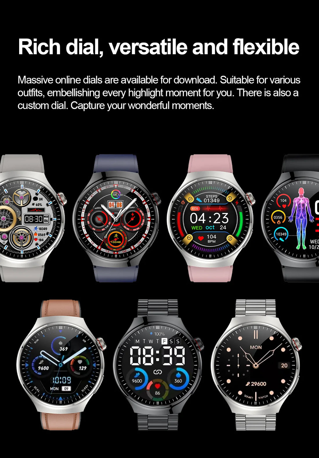 Nursing-Grade Health Smartwatch – Blood Oxygen, ECG, & Body Metrics