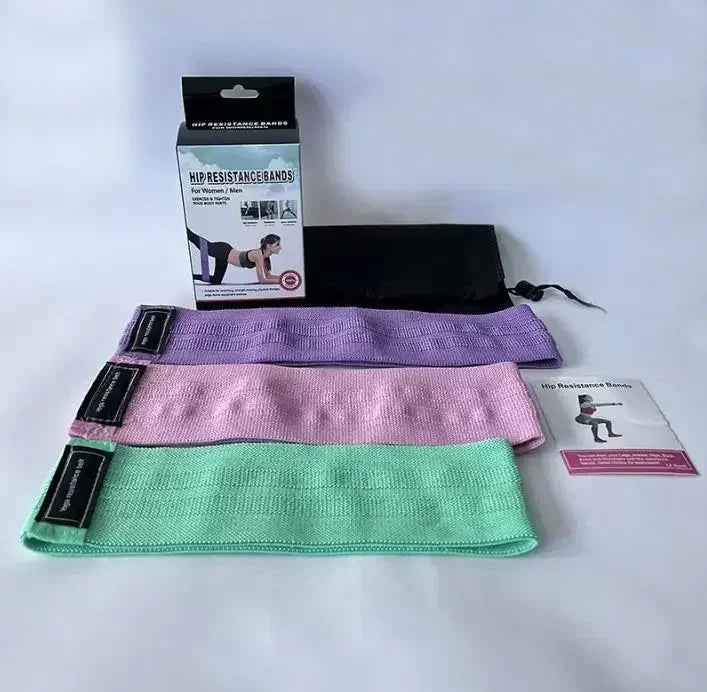 Fabric Resistance Hip & Booty Bands – 3-Piece Glute & Thigh Workout Set