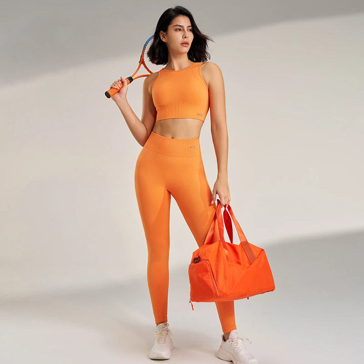 Women’s Two-Piece Yoga Set – High-Waisted Leggings & Seamless Top