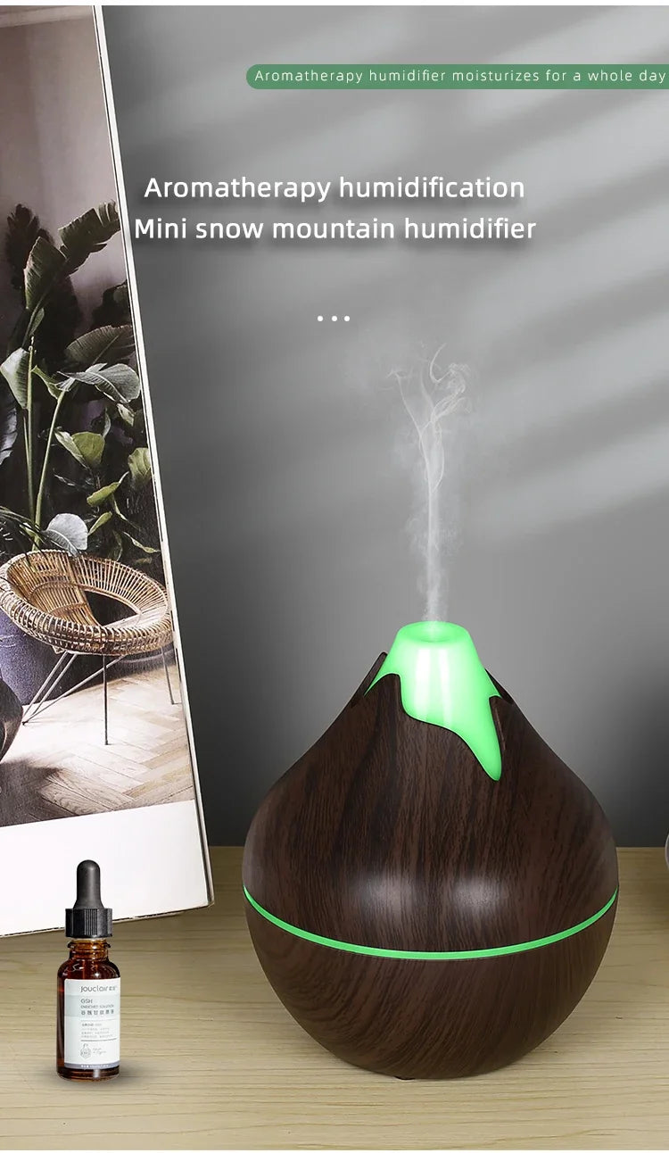 350ml USB Wood Aroma Diffuser – Ultrasonic Humidifier with LED Light