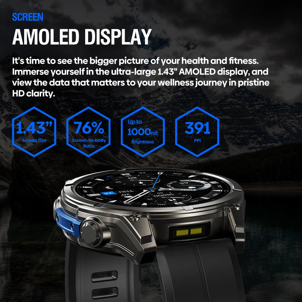 Zeblaze VIBE 8 Smartwatch – 1.43" AMOLED Voice Call & Multi-Sport Tracker
