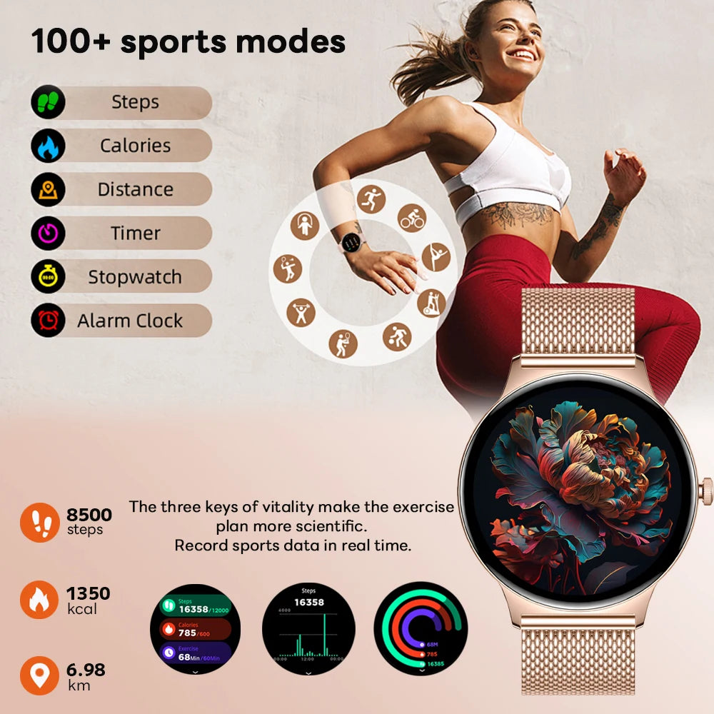 Ultra-Slim AMOLED Smartwatch – Heart Rate & BT Calling for Women