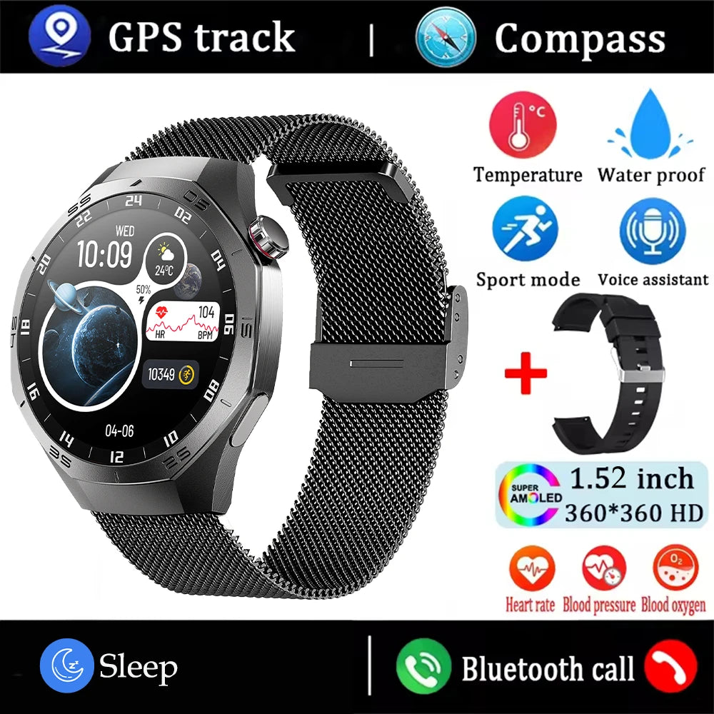 AMOLED GPS Smartwatch – Heart Rate, Motion Tracking & Bluetooth Calls