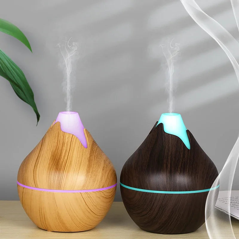 350ml USB Wood Aroma Diffuser – Ultrasonic Humidifier with LED Light