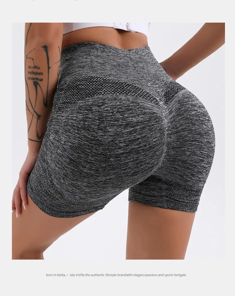 CZGUKE Women High Waist Workout Shorts Butt Lifting Tummy Control Ruched Booty Smile Yoga Short Pant
