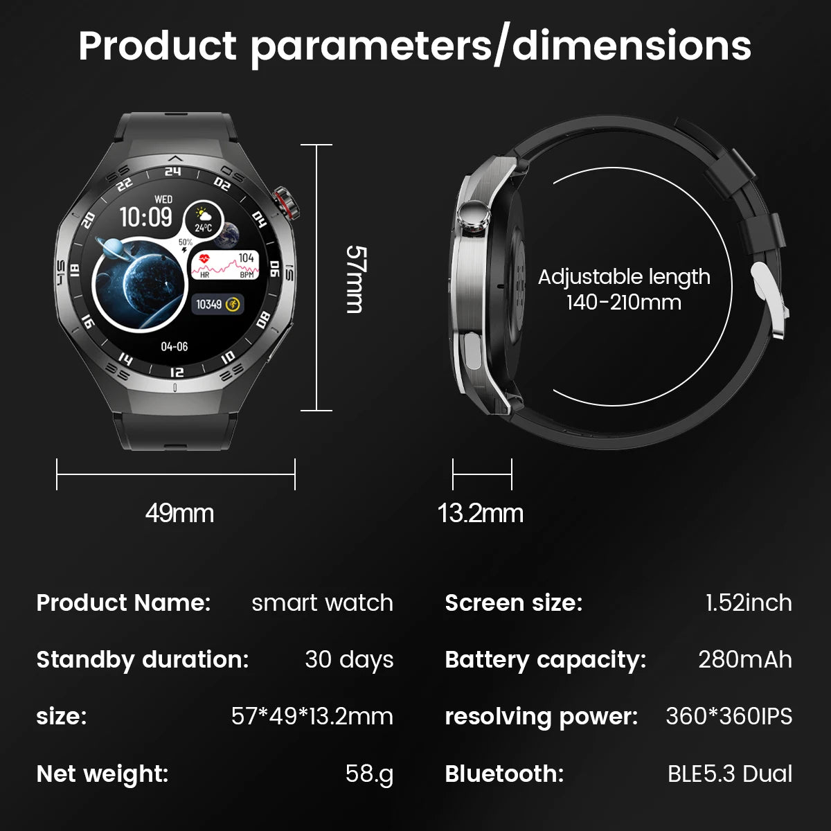 AMOLED GPS Smartwatch – Heart Rate, Motion Tracking & Bluetooth Calls