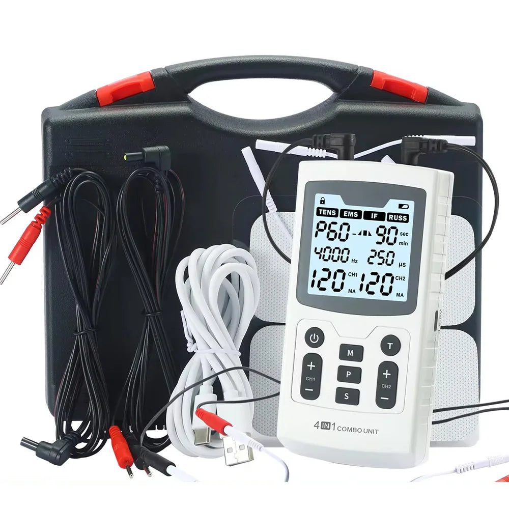 4-in-1 EMS TENS IFT RUSS Electric Muscle Stimulator Device