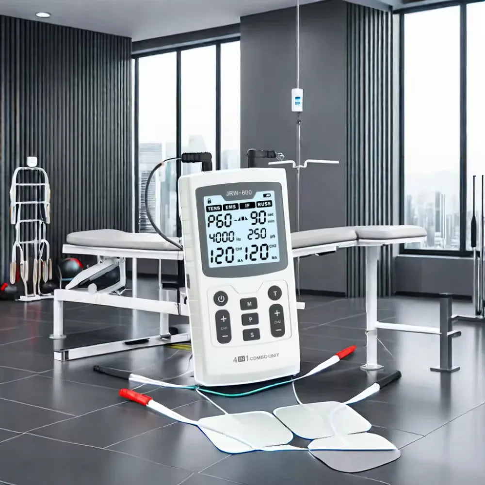 4-in-1 EMS TENS IFT RUSS Electric Muscle Stimulator Device
