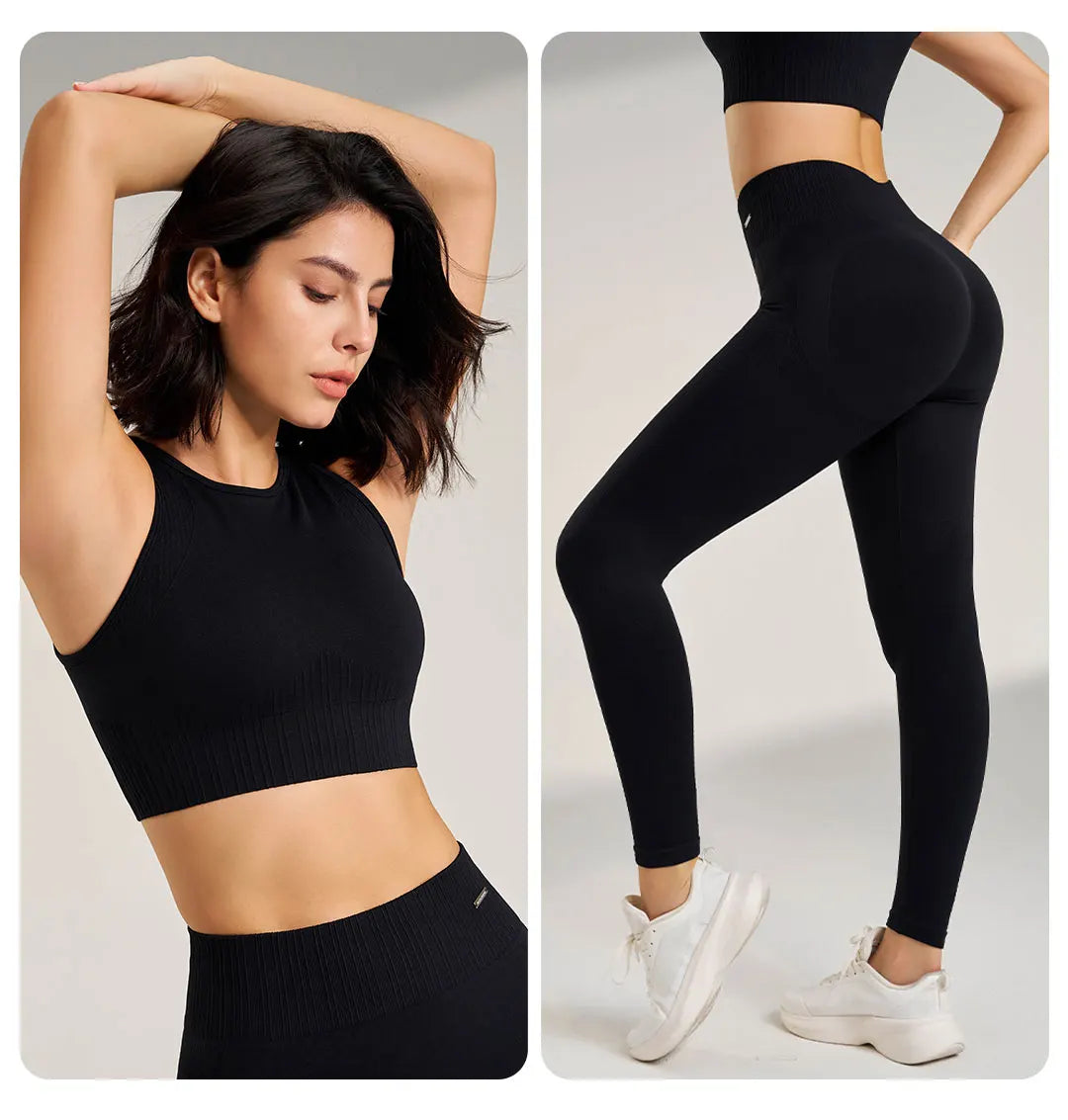 Women’s Two-Piece Yoga Set – High-Waisted Leggings & Seamless Top