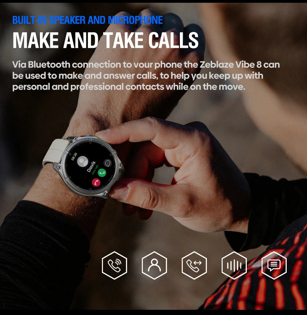 Zeblaze VIBE 8 Smartwatch – 1.43" AMOLED Voice Call & Multi-Sport Tracker