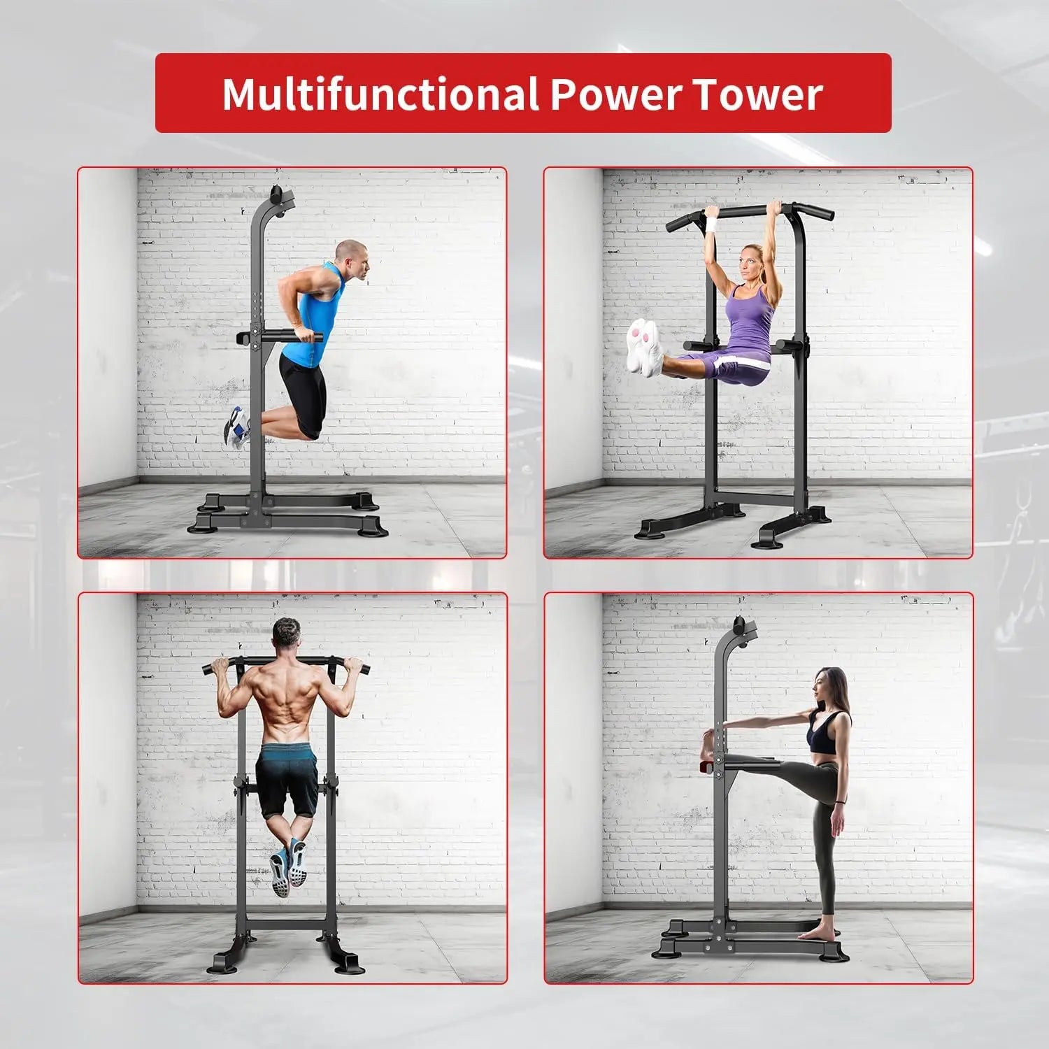 Adjustable Power Tower – Pull-Up & Dip Station for Home Gym