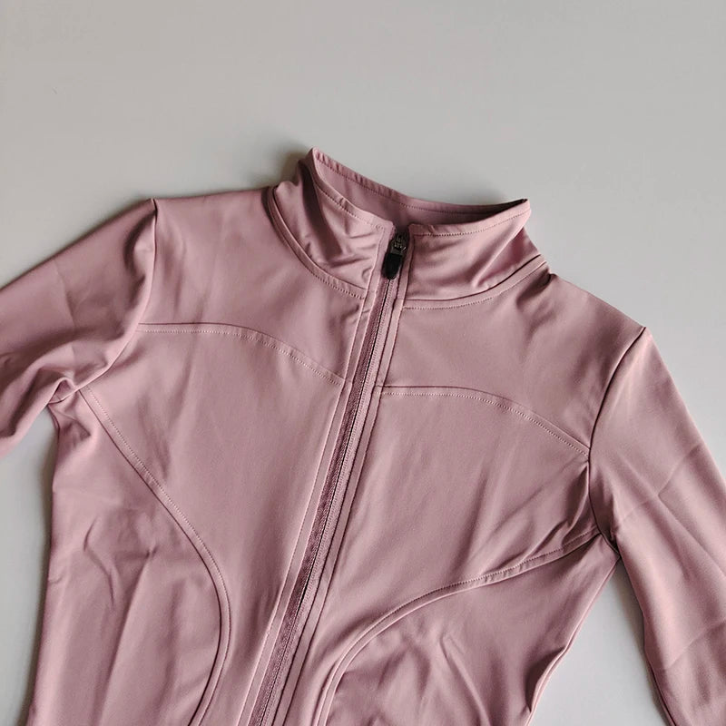 Women’s Slim Long-Sleeve Yoga Jacket – Quick-Dry Fitness Top with Zipper