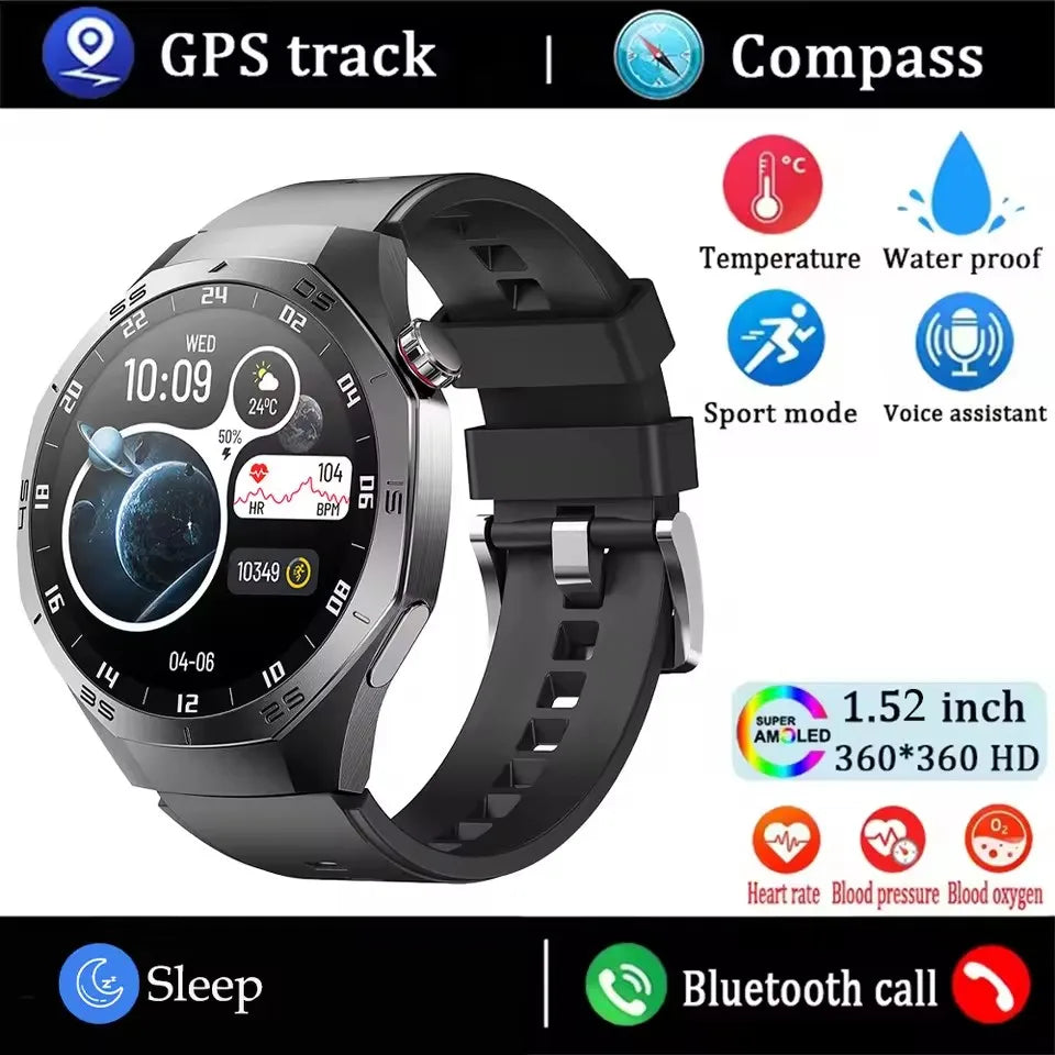 GT5 Pro Smartwatch – Men’s AMOLED GPS Heart Rate & Bluetooth Call