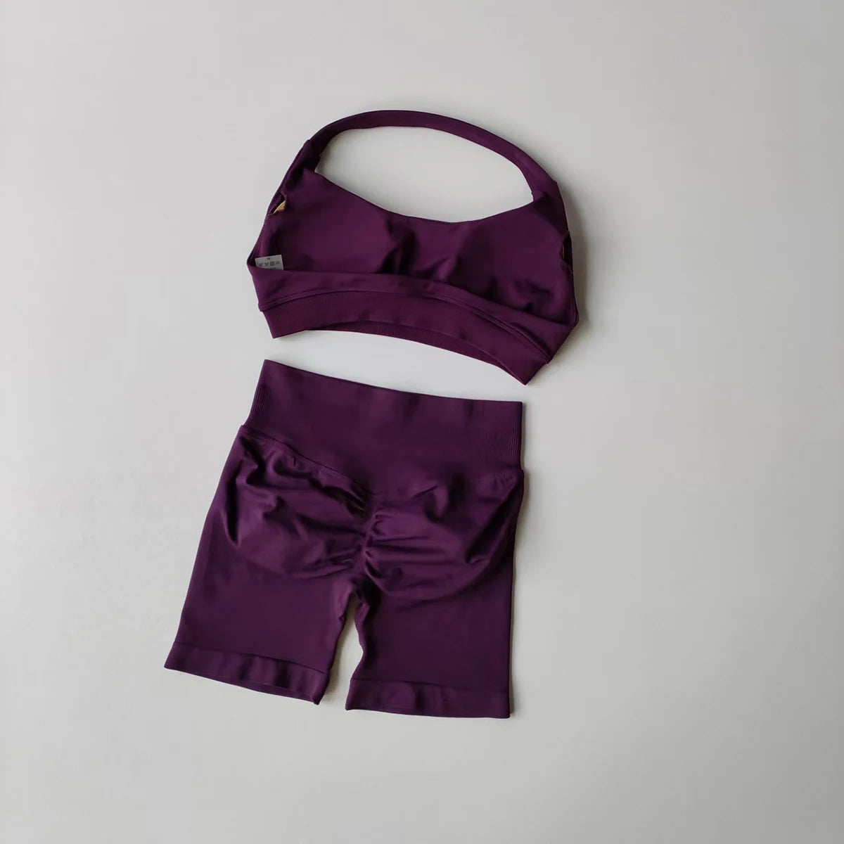 Women’s 2-Piece Yoga Set – Halter Sports Bra & Matching Shorts