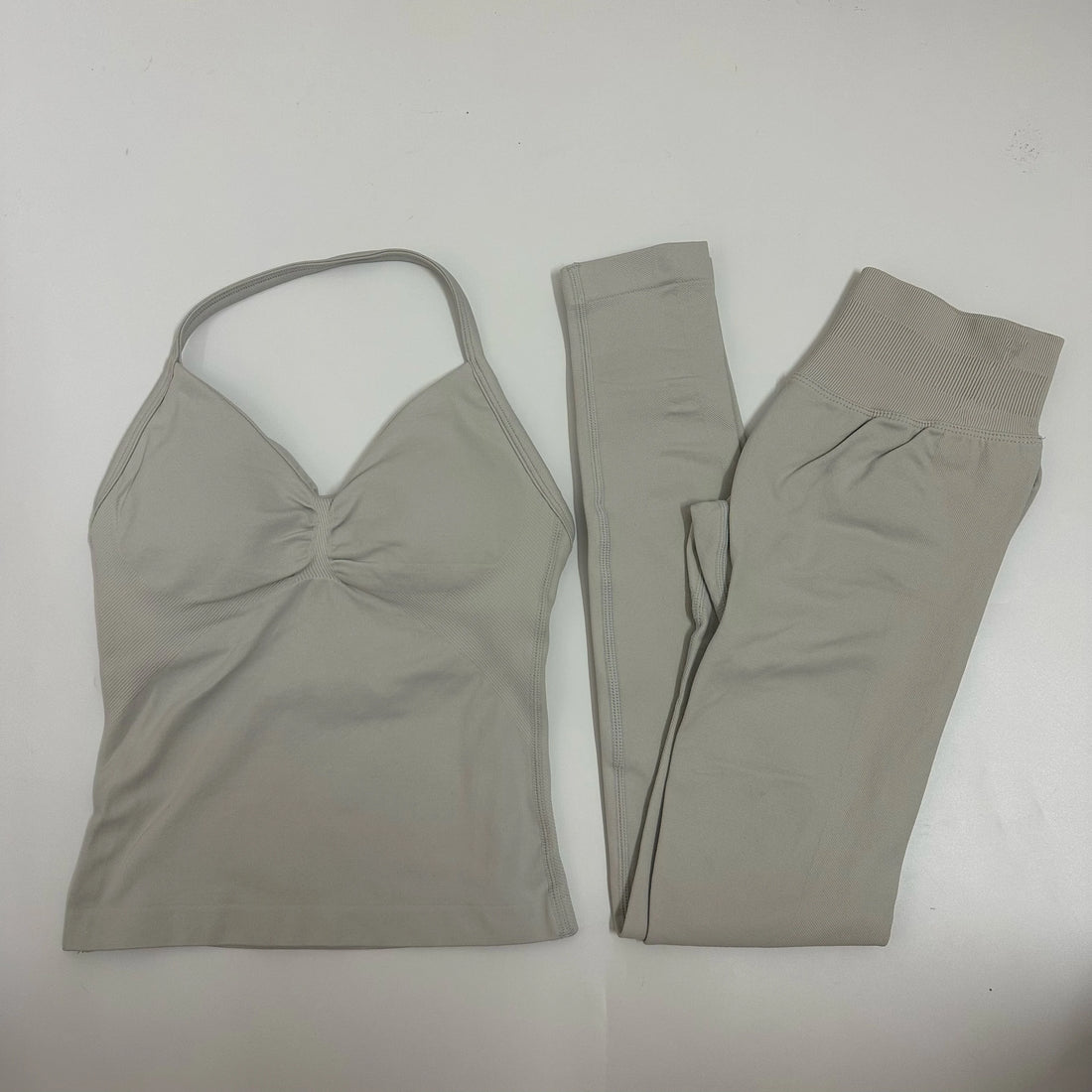Women’s 2-Piece Yoga Set – High-Waist Leggings & Backless Tank Top