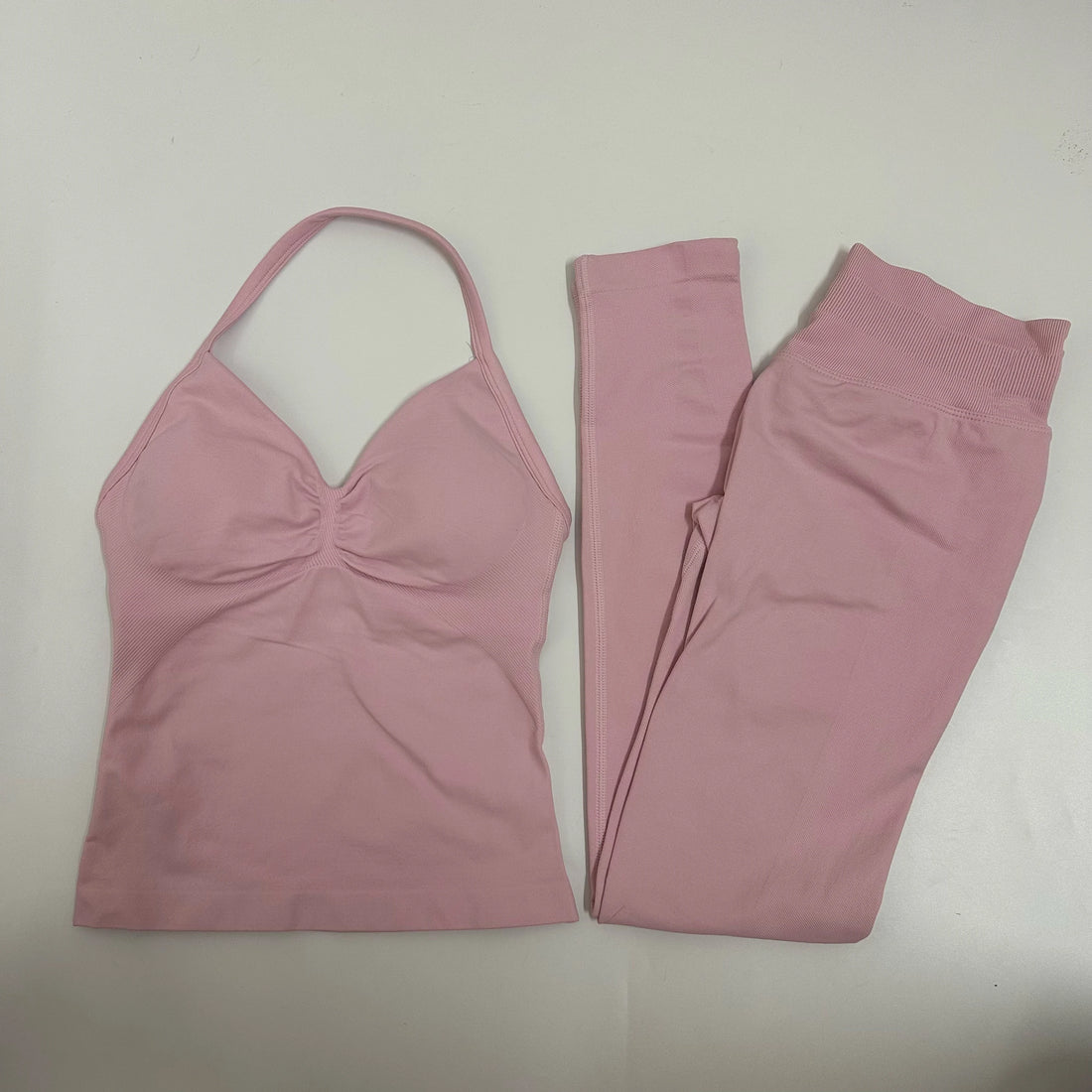 Women’s 2-Piece Yoga Set – High-Waist Leggings & Backless Tank Top