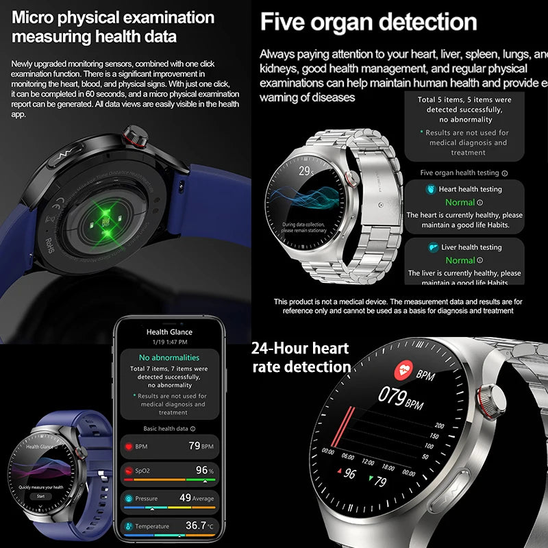 Nursing-Grade Health Smartwatch – Blood Oxygen, ECG, & Body Metrics