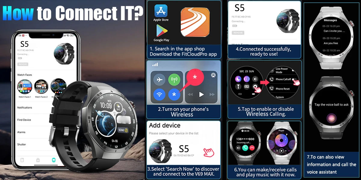 AMOLED GPS Smartwatch – Heart Rate, Motion Tracking & Bluetooth Calls