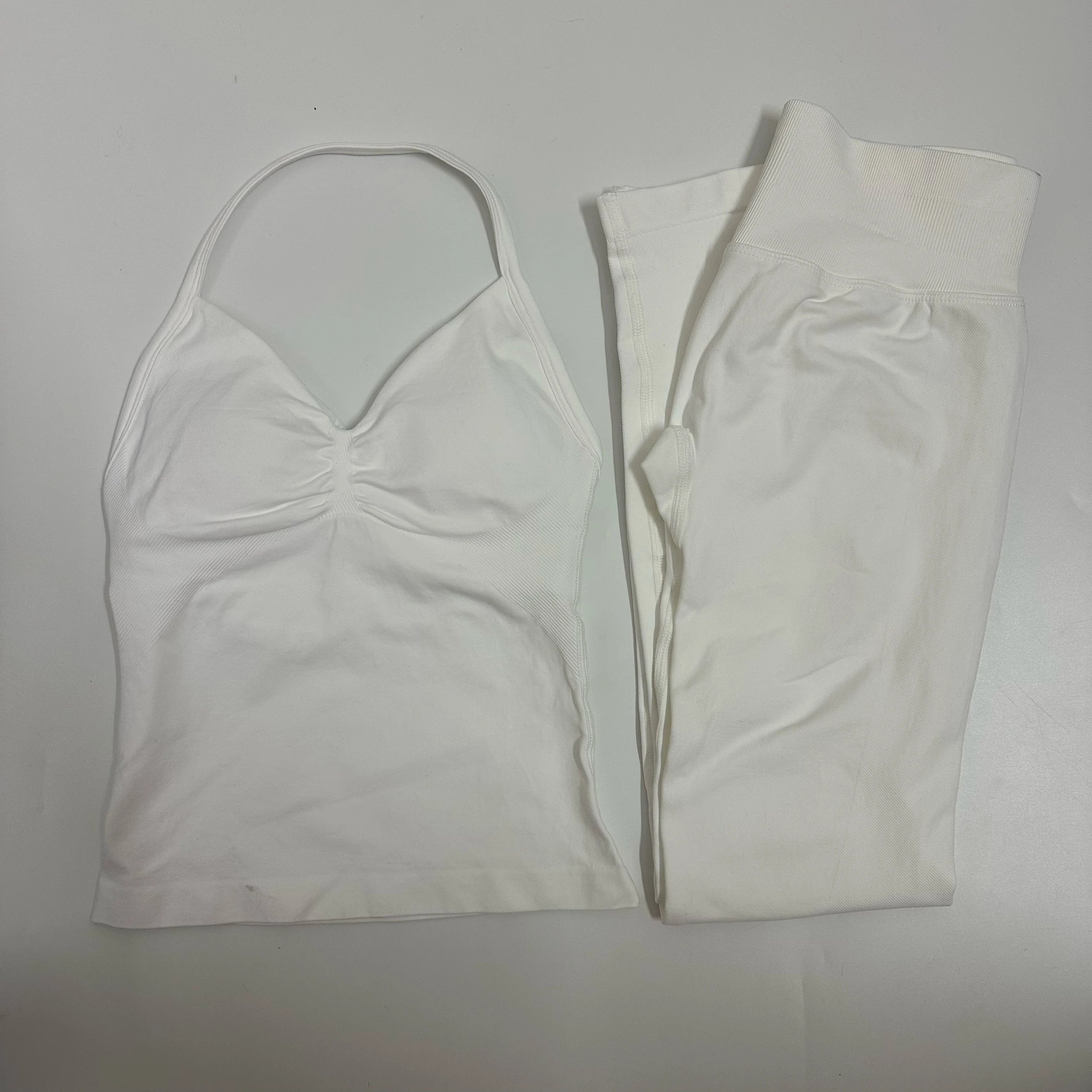 Women’s 2-Piece Yoga Set – High-Waist Leggings & Backless Tank Top