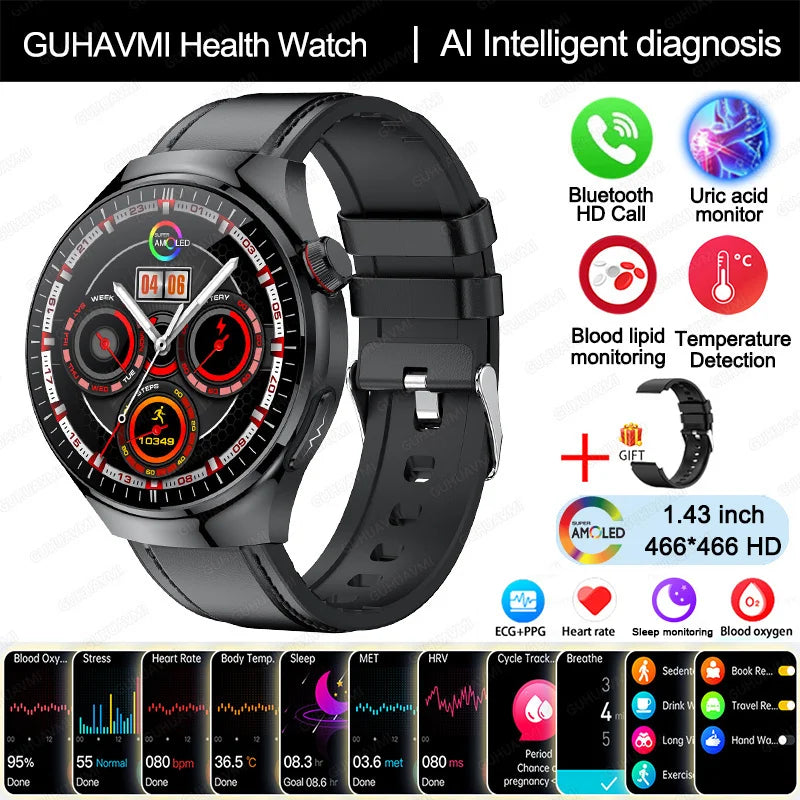 Nursing-Grade Health Smartwatch – Blood Oxygen, ECG, & Body Metrics
