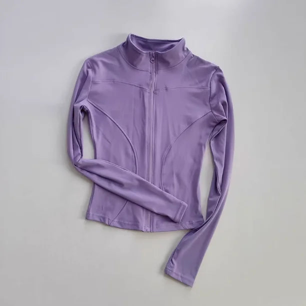 Women’s Slim Long-Sleeve Yoga Jacket – Quick-Dry Fitness Top with Zipper