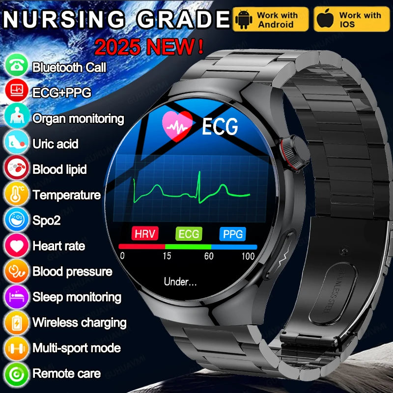 Nursing-Grade Health Smartwatch – Blood Oxygen, ECG, & Body Metrics
