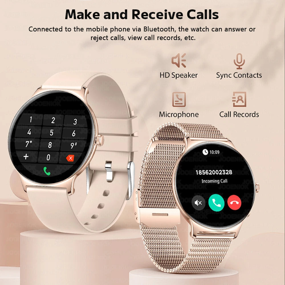 Ultra-Slim AMOLED Smartwatch – Heart Rate & BT Calling for Women