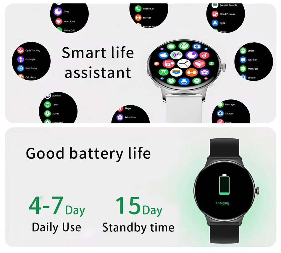 Ultra-Slim AMOLED Smartwatch – Heart Rate & BT Calling for Women